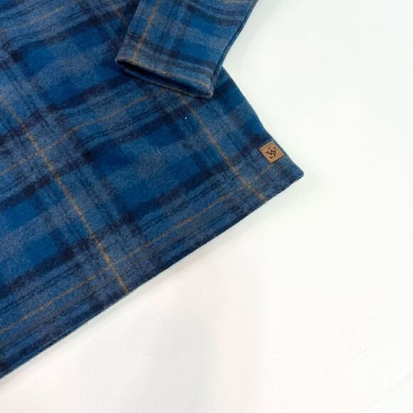 John Wayne Wooly  Fleece Sweater Mens Small Blue Quarter Snap Button Plaid New - Picture 2 of 11